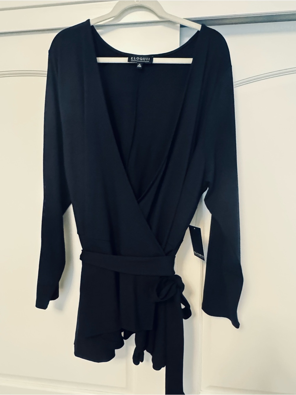 Eloquii Black Wrap Top - Women’s Long Sleeve knit. Sz 28. New with Tag.